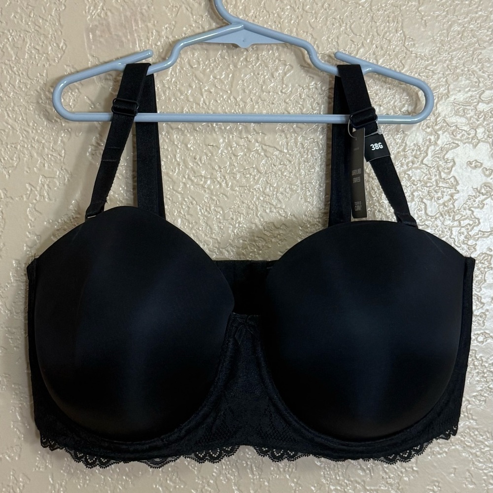 Torrid Curve Black 38G Lightly Lined Strapless Bra New